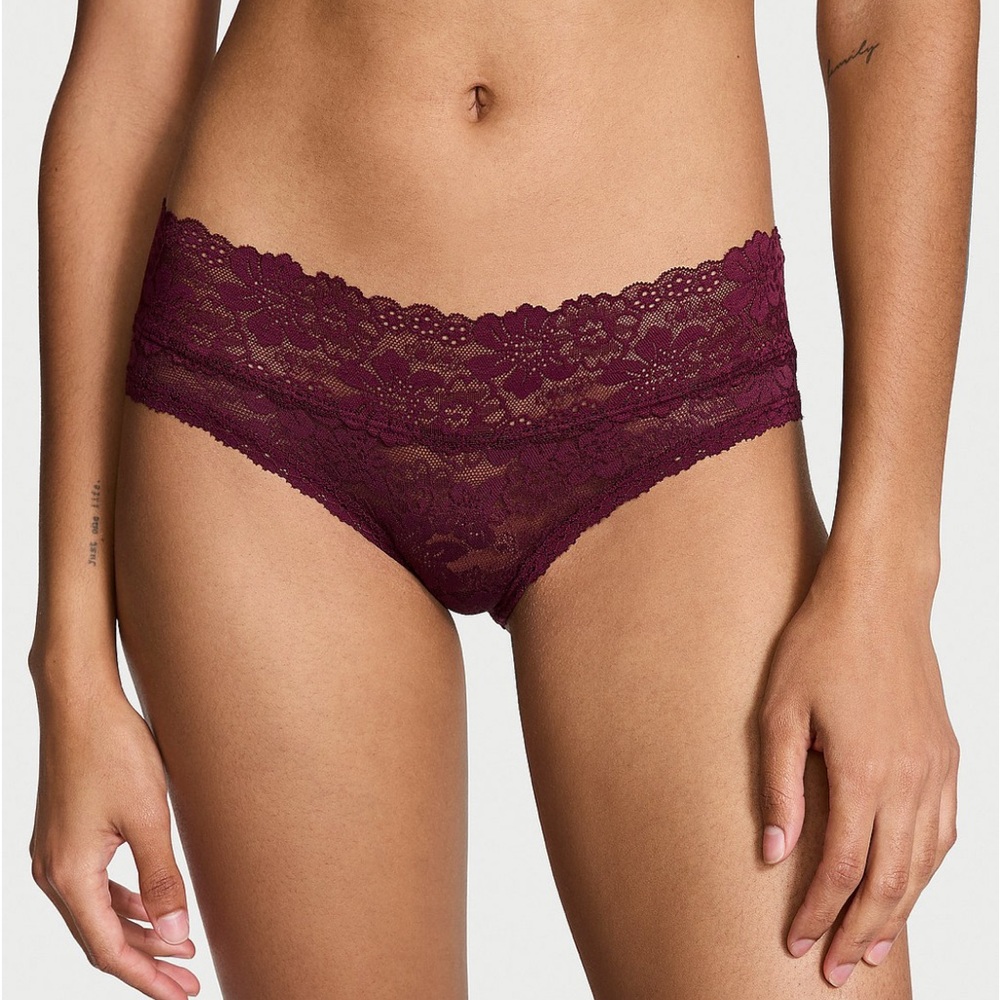 PINK Victoria's Secret Burgundy Lace Panties